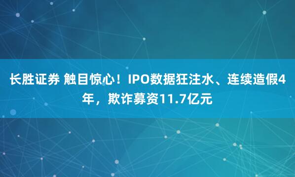 长胜证券 触目惊心！IPO数据狂注水、连续造假4年，欺诈募资11.7亿元
