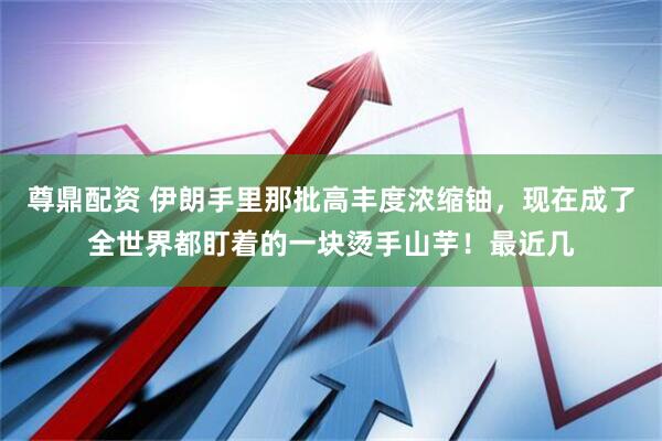 尊鼎配资 伊朗手里那批高丰度浓缩铀，现在成了全世界都盯着的一块烫手山芋！最近几