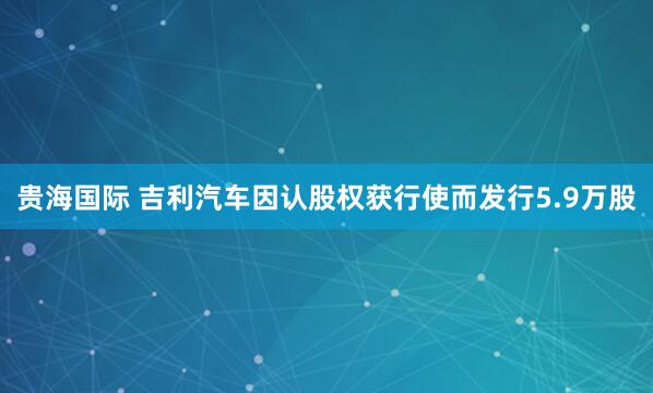 贵海国际 吉利汽车因认股权获行使而发行5.9万股
